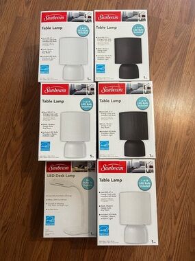 Sunbeam Table Lamp Set - White and Black Shades